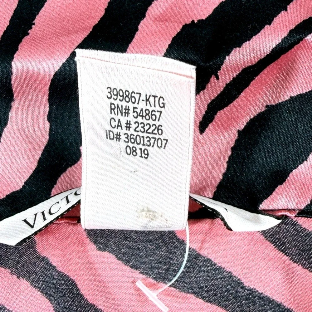 Victoria's Secret Zebra Print Pajama Set Pink Black Button Top Pants XL Comfort - Picture 7 of 12